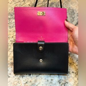 Kate Spade Black and Pink Clutch with Modern Design. Super soft leather!